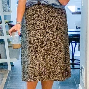 High-Waisted Cheetah-Print Midi Slip Skirt